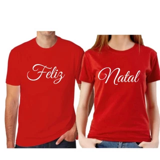 Kit 2 Camisetas Casal Namorados Feliz Natal