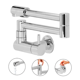 Torneira Furkin Parede Cozinha e Banheiro Dobravel Cromada