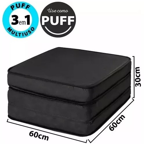 Puff Multiuso 3 Em 1 Espuma Com Zíper Top De Linha