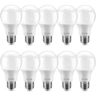 Kit 10 Lâmpadas Led Bulbo 12w E27 Branco Frio Inmetro Elgin