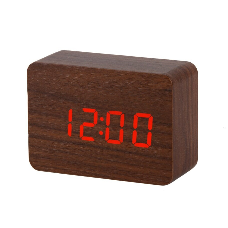 Relógio Digital de Mesa Led Decorativo tipo Madeira Envio Express