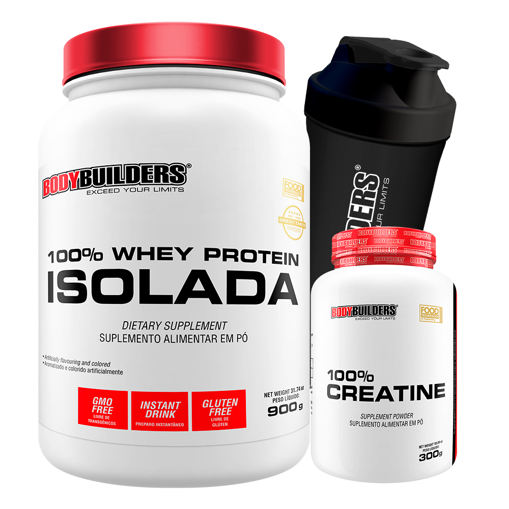 Kit Whey Protein 100 Isolado 900g Creatina Monohidratada 100 Pura