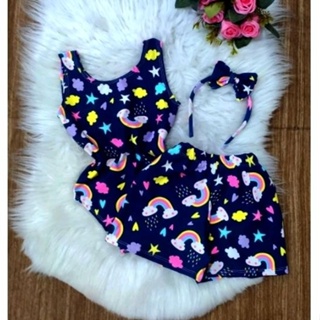 Fato de verão feminino Kawaii, bordado, tops curtos e saia tutu