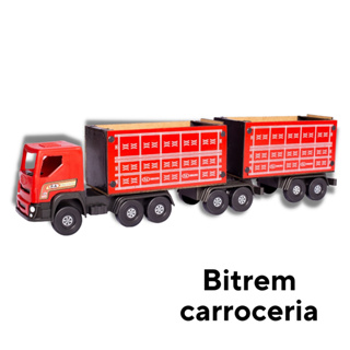 Brinquedo Caminhão Carreta Com Baú Carroceria de Madeira