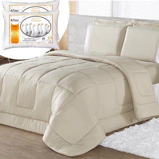 Kit Oliveira 6 Peças Para Cama + 2 Travesseiros Penas e Plumas de Ganso