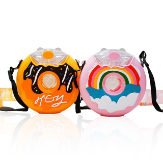 Garrafa De Água DONUTS Rosquinha Infantil Kids Com Alça Fofa Garrafinha Emborrachada Donuts 380ml