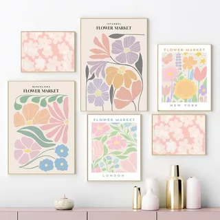 Quadro Flor, Retro Floral, Nordic, Parede Estética, para Sala Decoração