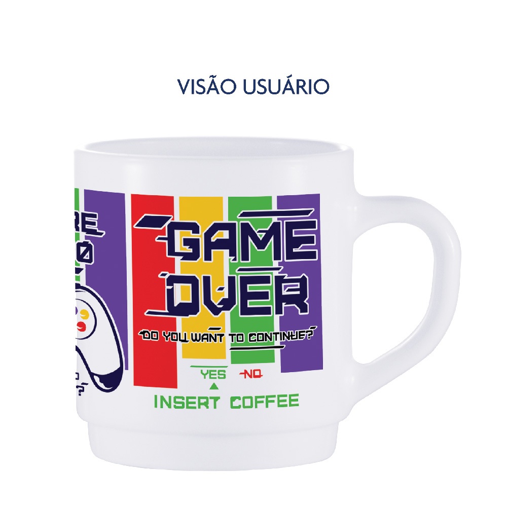 Caneca Xicara Gamer com Frase É Muito Game Over pra Uma Vida