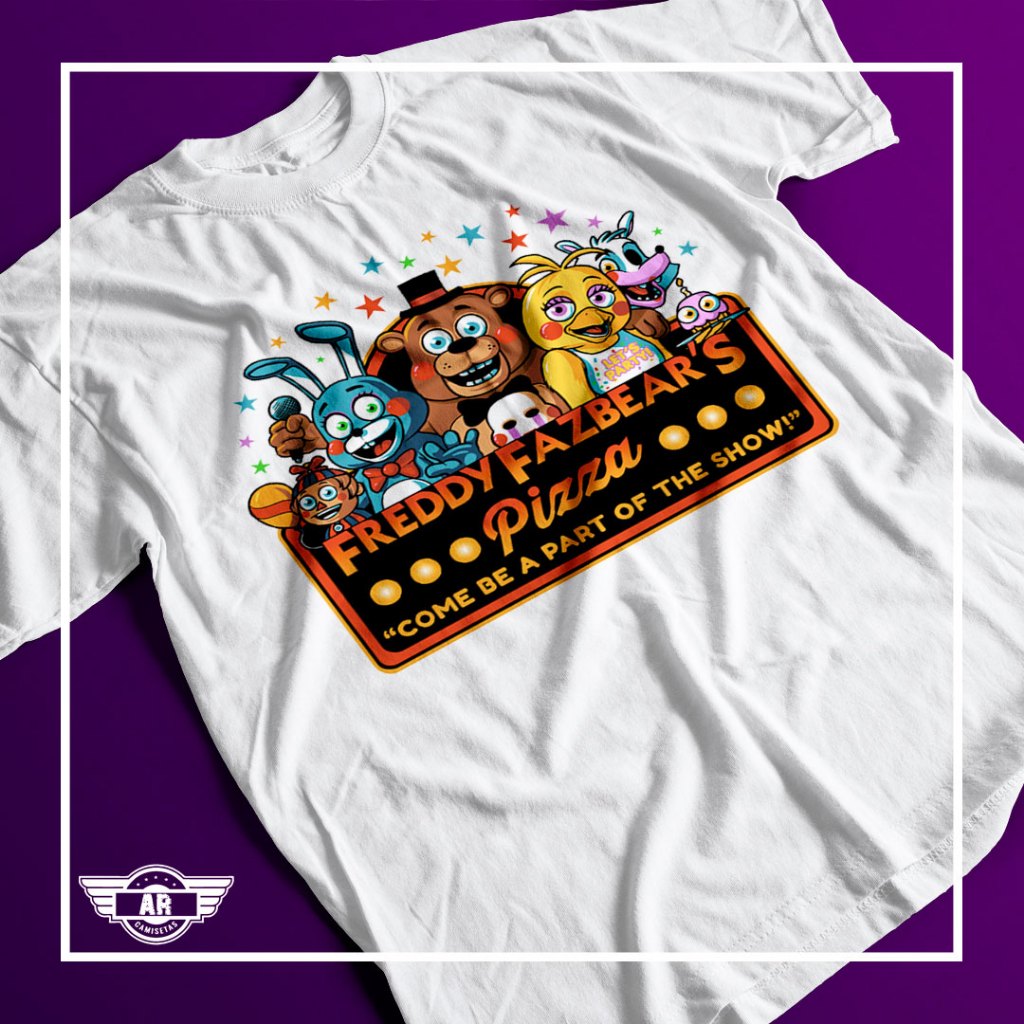 Camisa Infantil Five Night Freddy Pizza Fazbear 100% Algodão