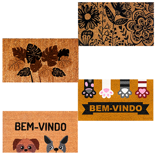 Tapete Capacho Fibra de Coco 60x33 Antiderrapante Retangular