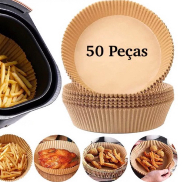 Forma Airfryer Descartavel Antiaderente de Papel Cozinha Redondo Fritadeira Cozimento Protetor Tapete