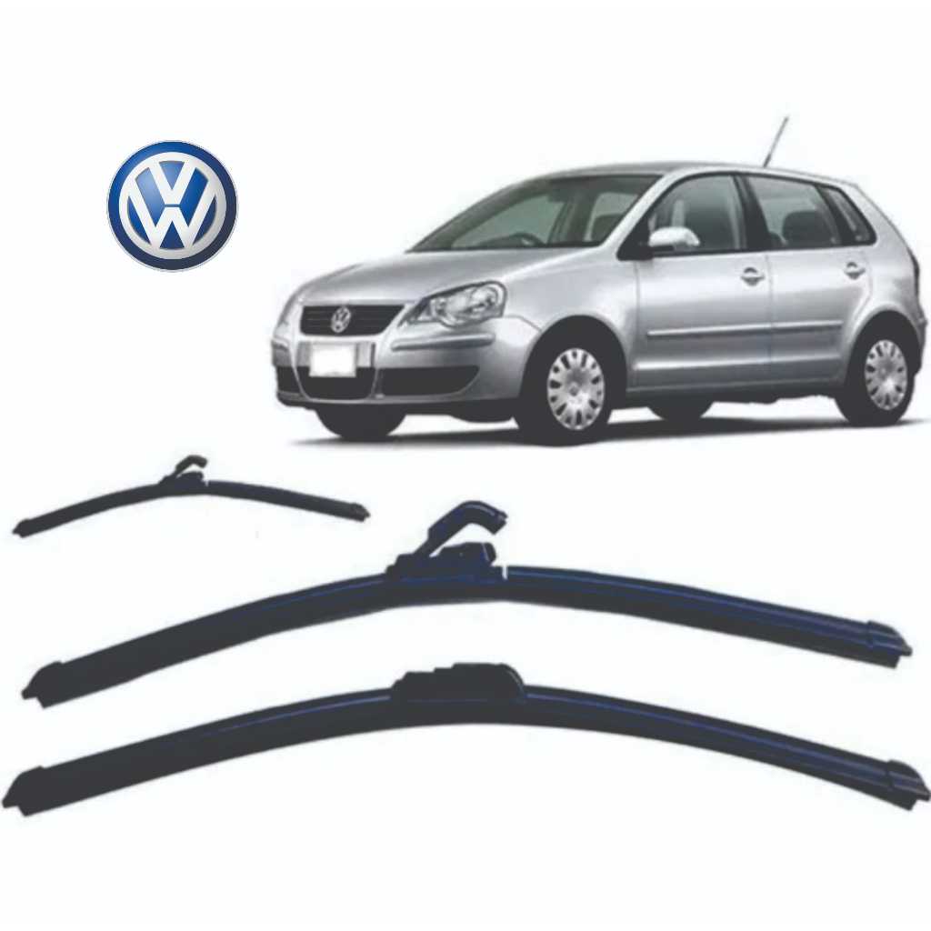 Kit de 3 Palhetas para Limpador de Parabrisa Dianteiro + traseiro para Polo Hatch 2001 A 2007