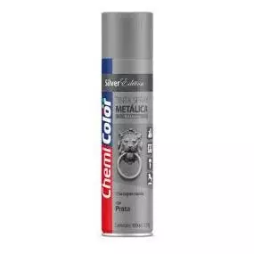 Tinta Spray Metálica Prata Uso Interno Secagem Rápida 400ml ChemiColor