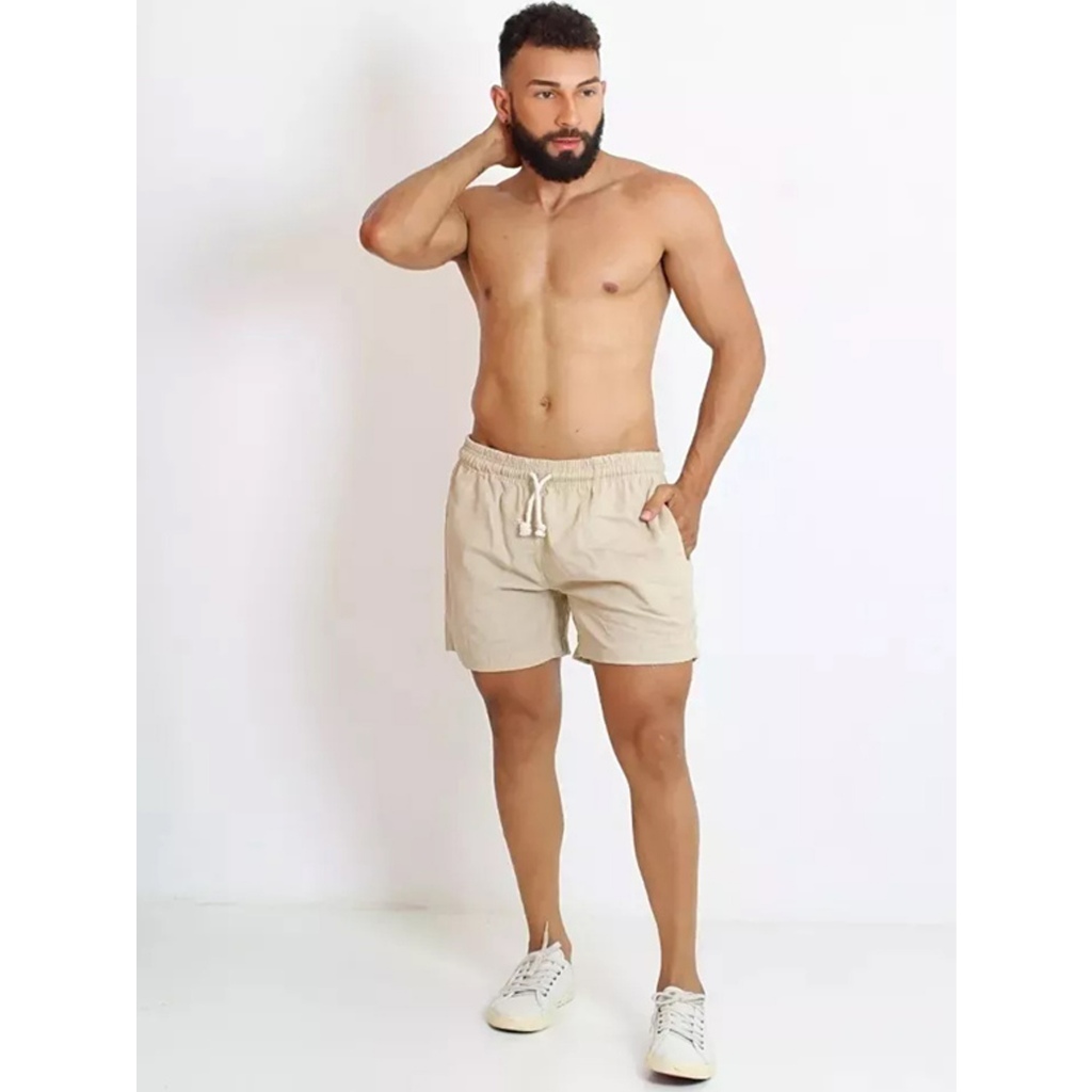 Short Linho Premium Masculino Mauricinho Bermuda Luxo Verão