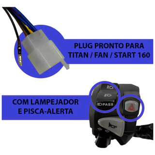 Punho Chave Luz Fan 125 2009 À 2013Fan 150 Titan 150 2004 À 2008 Com Pisca Alerta e Lampejador Lampejo Chave Esquerdo Modelo Nc 750 Cb 650