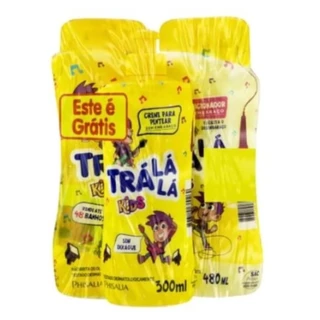 kit trálálá kids shampo e condicionador 480 ml+BRINDE creme de pentear de 300 ml vegano testado dermatologicamente