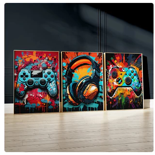 Quadro Jogos Video Gamer Graffiti Art Gamepad Pinturas De Lona, Gaming Poster, Gamer Decor, Wall Art Imagem, Teen Room Prints, Quarto Decor, Meninos