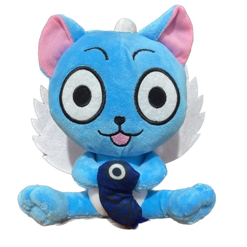 Boneco Pelucia Happy Fairy Tail Gato Azul Anime Natsu Lucy