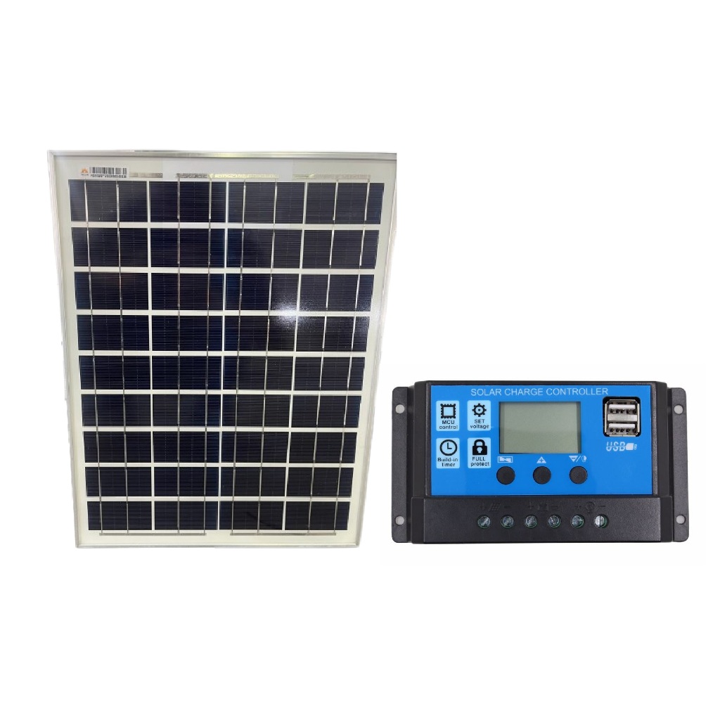 Painel Placa Solar Fotovoltaico 20W - Resun RSM020-P + Controlador de carga