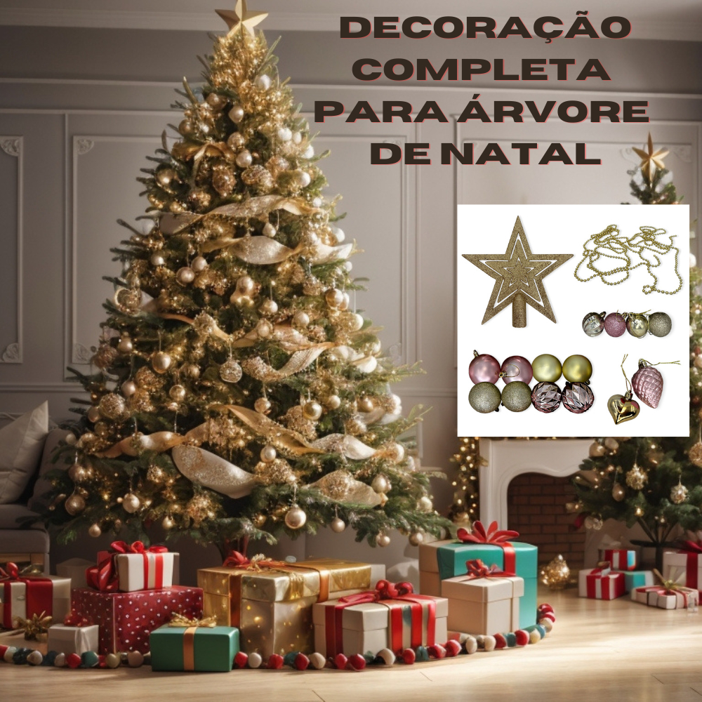 Kit Decoração Completa Para Árvore de Natal . Kit de Enfeites Natalino ...
