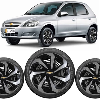 kit 4 Calota Aro 13 14 15 Chevrolet Celta Corsa Classic Corsinha Prisma