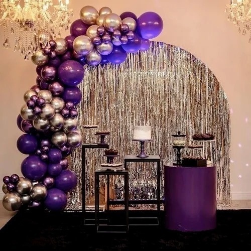 Balão de aniversário kit com 85 balões - Roxo + Roxo cromada + Prata ...