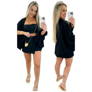 Conjunto Kimono Short saia +kimono femenino