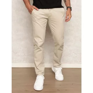 Calça Masculina Sarja Bege Modelo Tendência