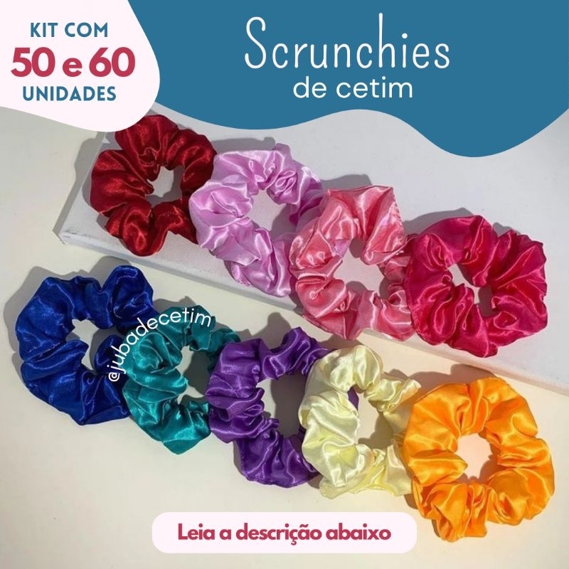 Xuxa de cetim 50 ou 60 unidades scrunchie amarrador de cabelo mimo para ...