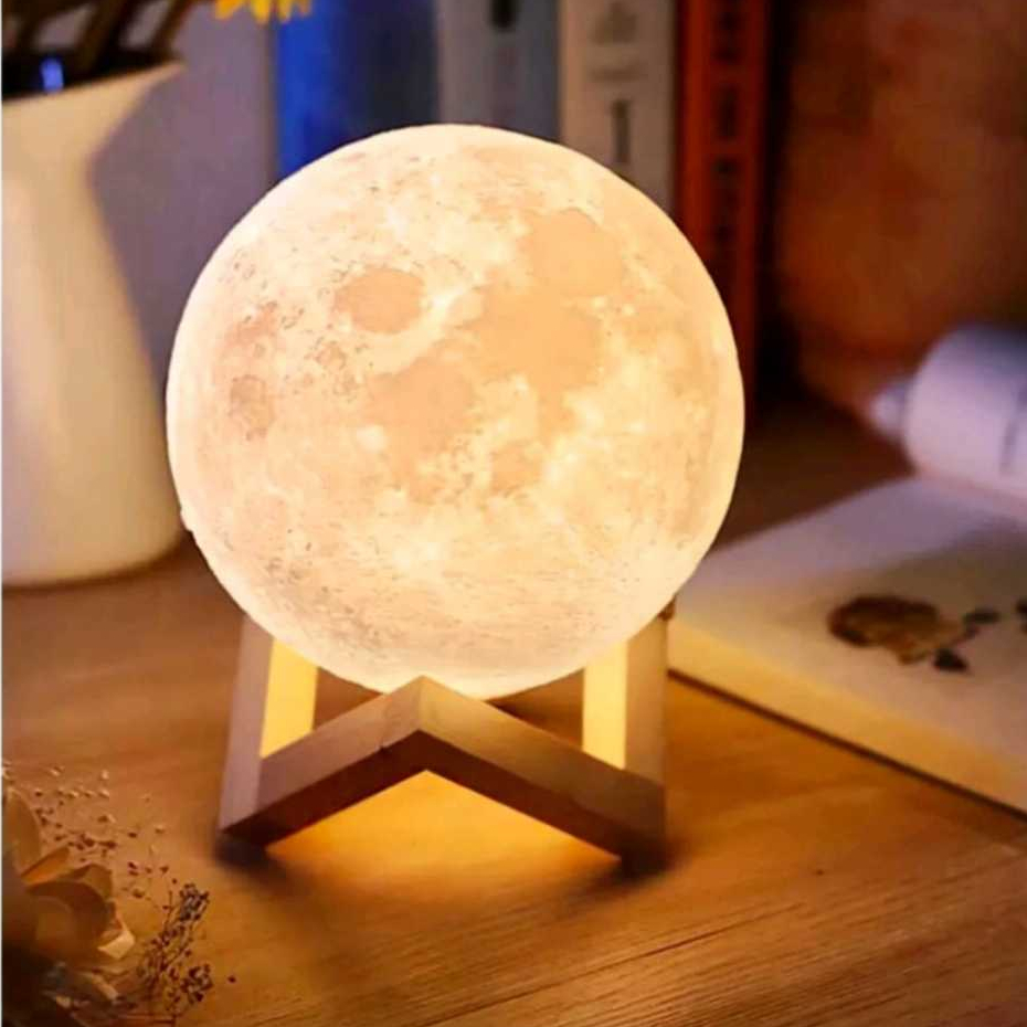 Luminária De Lua Cheia 3d Led Abajur Decoração