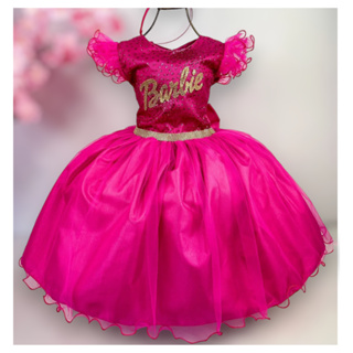 Vestido Barbie Filme xadrez branco e rosa com laço festa infantil  aniversário temático