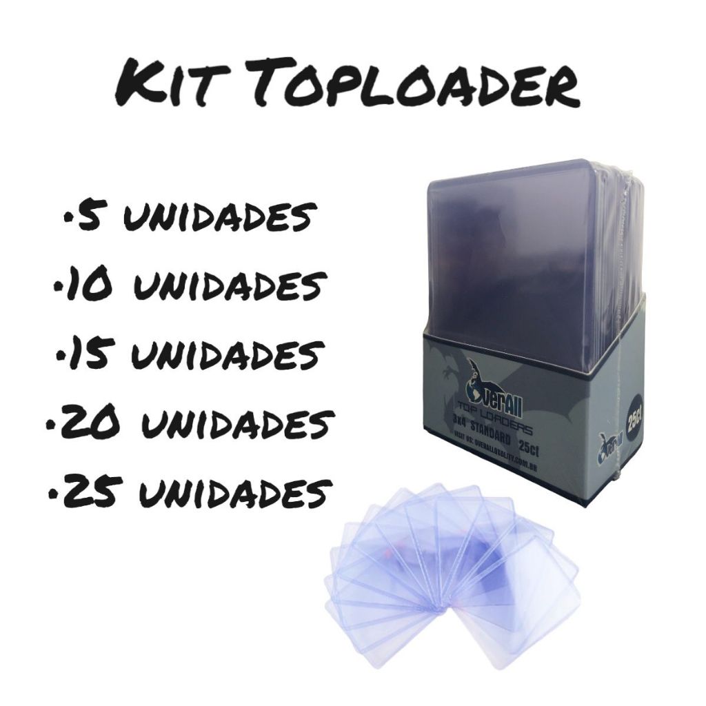 Kit Top Loader com Película ORIGINAL Toploaders - Novos - Toploader para Figurinha Copa 2022 - Pokemon Tcg - Magic - Kpop Idol
