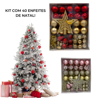 Kit Enfeite de Natal Bolas Estrela Completo Decoração Árvore Decoração Natal Vermelho Dourado Rosa Rose Prata Guirlanda Arranjo