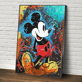 Quadro decorativo 1 peça 40x60 3mm mickey mouse colorido abstrato decorção para casa sala quarto