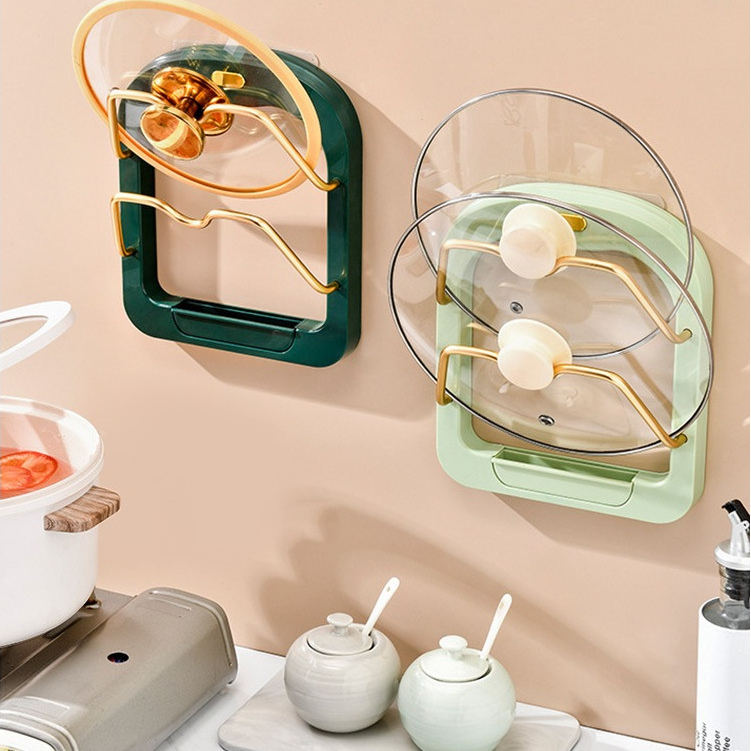 Suporte Organizador Para Tampa De Panela Adesivo Parede Com 2 Nível Cozinha