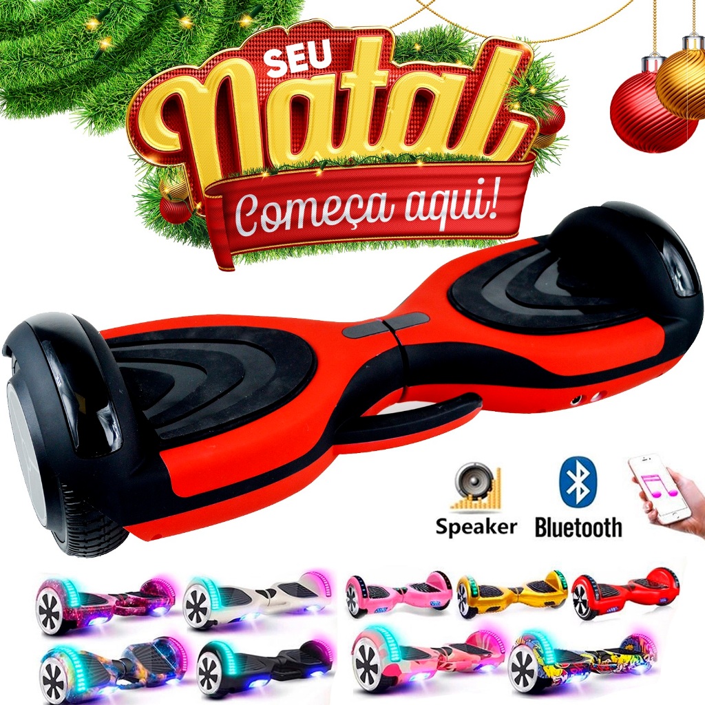 Hoverboard Bluetooth Barato Com Led 6,5' Poleg. Com Alça Cor Fogo