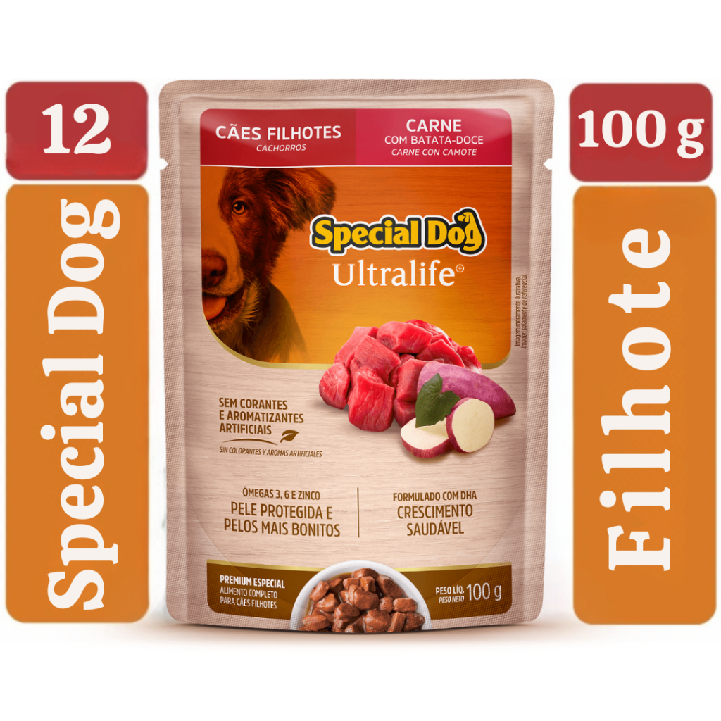 Sachê Special Dog Filhote Carne ao Molho 100g Caixa C/12 Unidades