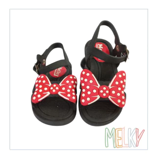 Sandália chinelo infantil confortavel Preto Laço Vermelho e Pink Girafa, Melky calçados.