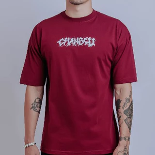 Camiseta OVERSIZED estampada Vinho camisa Streetwear em algodão 30.1 modelo Changed Premium OVERSIZED
