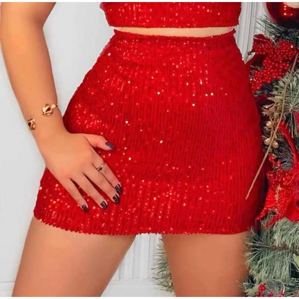 SAIA PAETE MINI SAIA VERMELHA NATAL FESTA BRILHO | Shopee Brasil