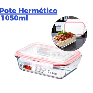 Pote De Vidro Hermético Grande Marmita Tampa Silicone 1050ml