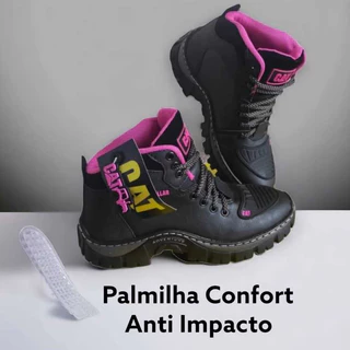 Bota Motoqueiro Adventure Coturno Feminina Preto Pink C/Chaveiro Personalizado 34 ao 39