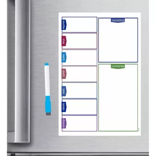 Magnético de Geladeira Imã planner organizador com caneta que escreve e apaga em Oferta na Shopee