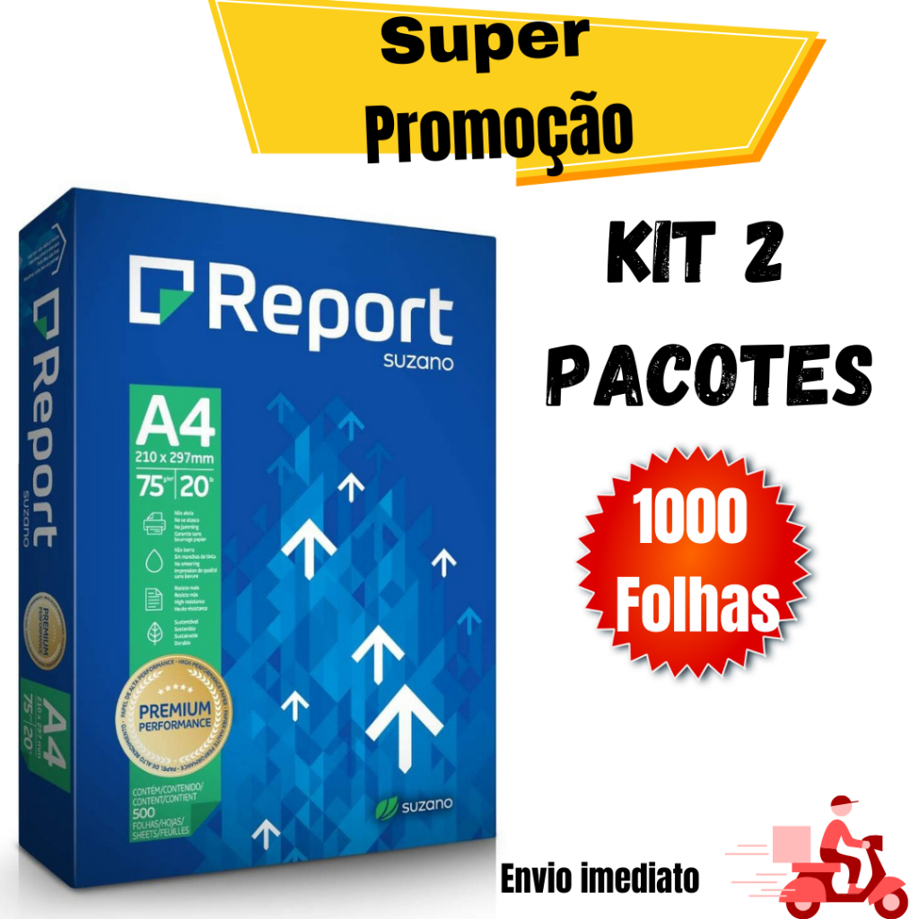 Kit 2 Papel Sulfite A4 Report Branco 75g Resma Com 500 Folhas Shopee Brasil 8372