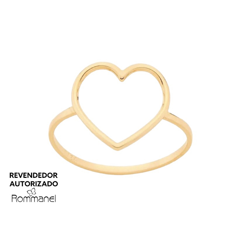Anel Rommanel Folheado a Ouro 18K Formato De Coração Vazado cod:512981