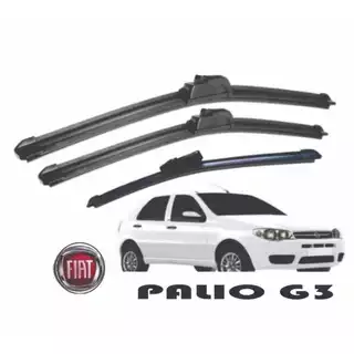 Kit 3 Palhetas Limpador De Parabrisa Dianteiro + traseiro Fiat Palio G3 / G4 2004 A 2015