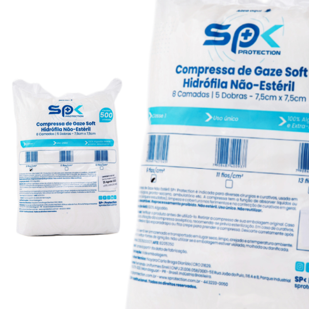 Compressa De Gaze 9 Fios 500 Unidades Hidrófila Pacote Anvisa Descartável