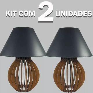 Kit 2 unidades Abajur La Finesse Cupula Preto - Luminária Para Decoração Quarto e Sala