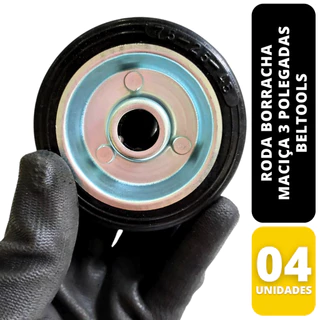 4 Roda Borracha Maciça 3" - 75mm Rolamento Rolete Beltools