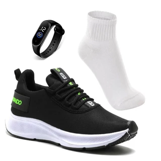 Kit Tênis Masculino Esportivo Para Treino Academia Corrida + Relógio + Meia